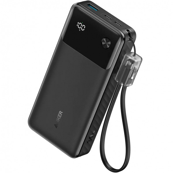 Baterie Externa Anker, 20000mAh, 30W, QC + PD, 1 x USB-A - 2 x USB-C, Neagra A1384G11