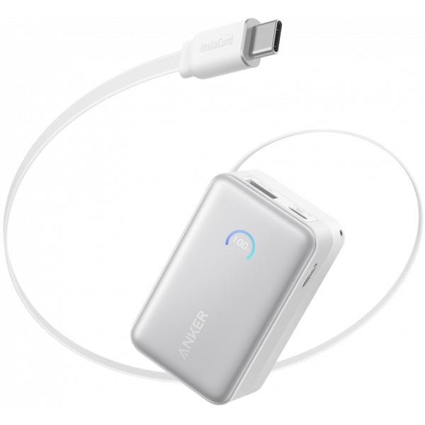 Baterie Externa Anker Nano, 10000mAh, 45W, QC + PD, 1 x USB-A - 1 x USB-C, Alba A1638H21