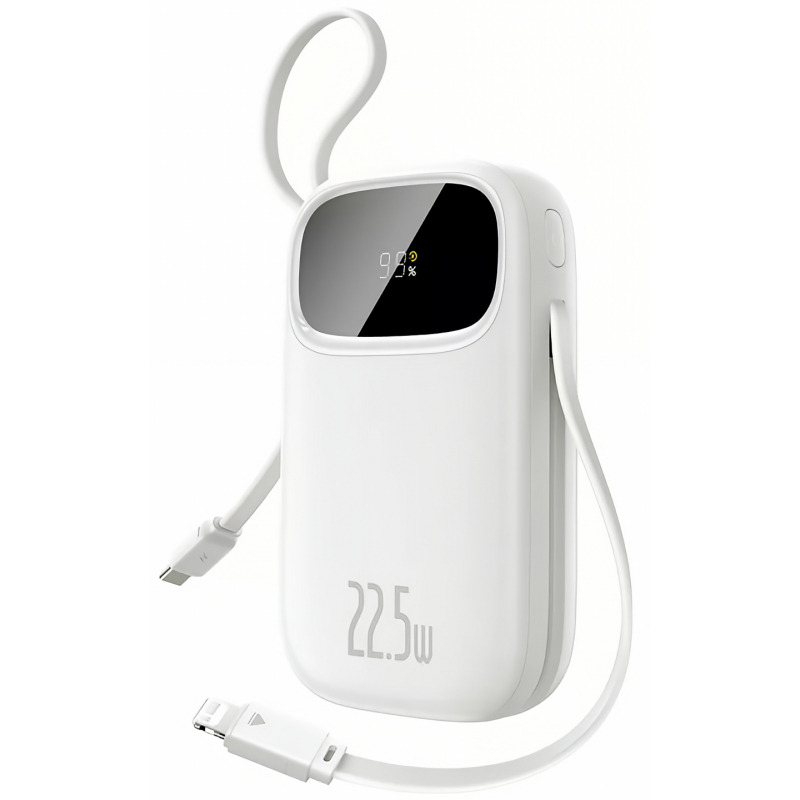 Baterie Externa Baseus EnerFill FC31, 10000mAh, 22.5W, QC + PD, 1 x Lightning - 1 x USB-A - 2 x USB-C, Alba P10082106213-00