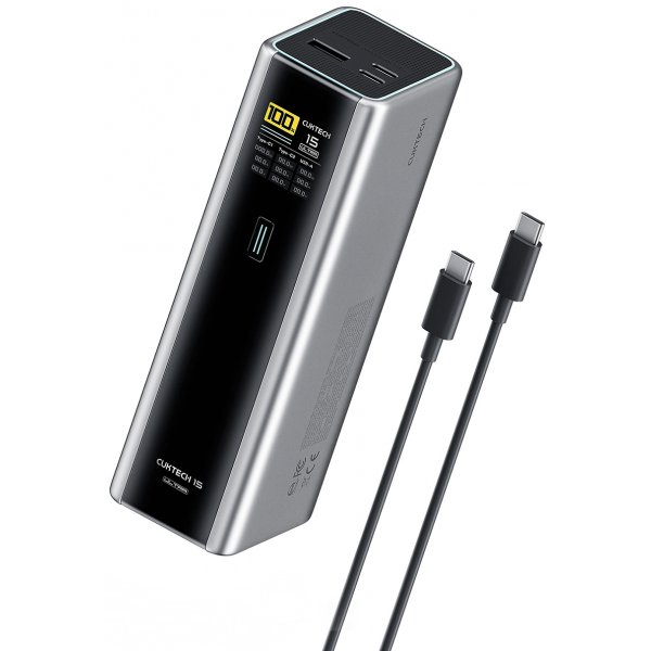 Baterie Externa Cuktech PB200U, 20000mAh, 210W, QC + PD, 1 x USB-A - 2 x USB-C, Gri CKPB200UGLGR