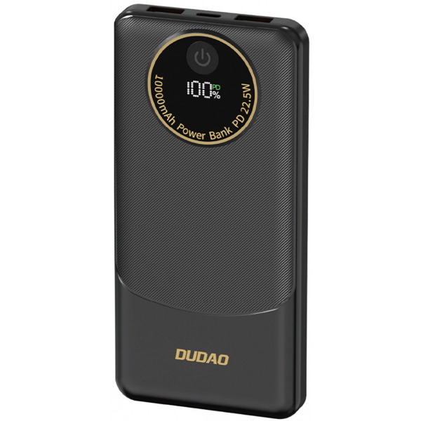 Baterie Externa Dudao K12, 10000mAh, 22.5W, QC + PD, 1 x USB-C - 2 x USB-A, Neagra
