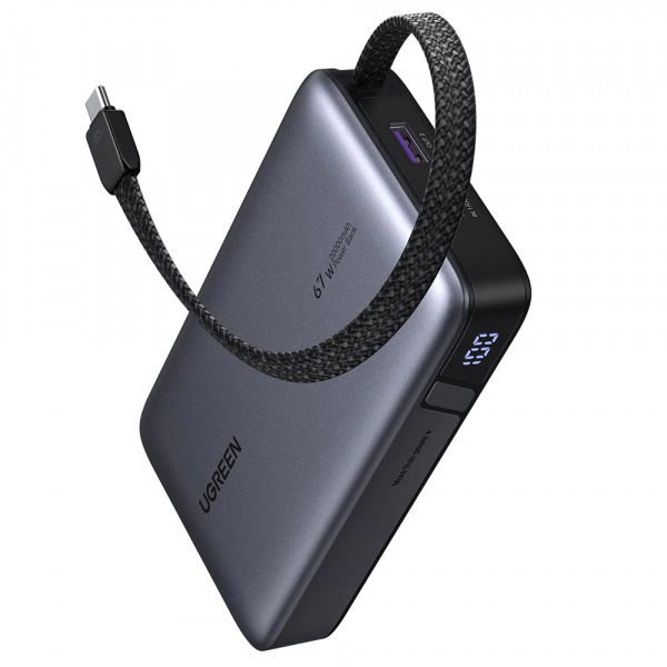Baterie Externa UGREEN PB550, 20000mAh, 67W, QC + PD, 1 x USB-A - 2 x USB-C, Gri