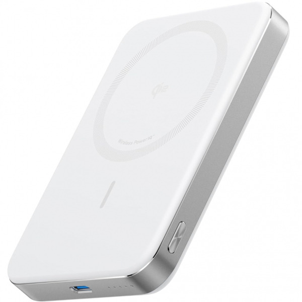 Baterie Externa Wireless Anker MagGo Slim, 10000mAh, 30W, PD + FQI, 1 x QI - 1 x USB-C, Alba A1664H21