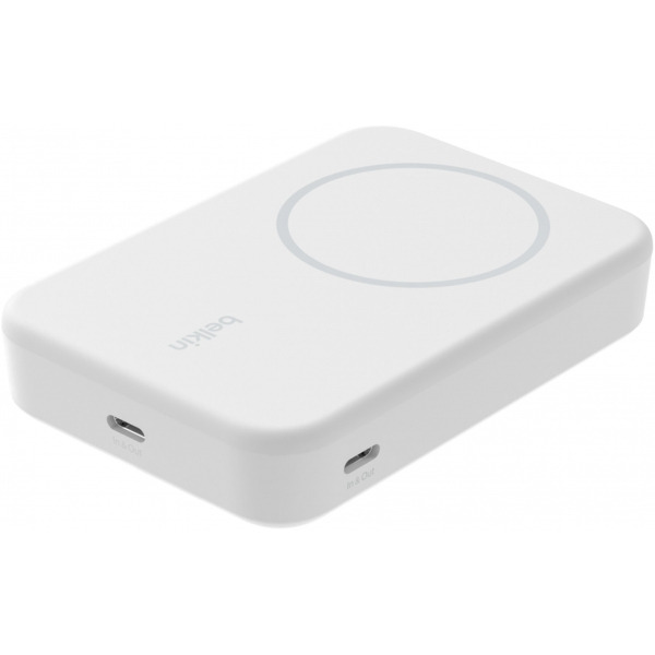 Baterie Externa Wireless Belkin BoostCharge Pro with Kickstand, 10000mAh, 15W, FQI, 1 x QI - 1 x USB-C, Alba BPD008btWH