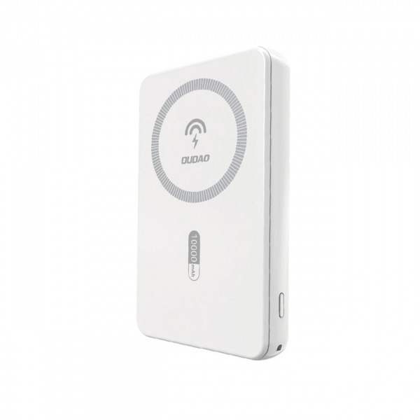 Baterie Externa Wireless Dudao K14S, 5000mAh, 20W, QC + PD + FQI, 1 x QI - 1 x USB-A - 1 x USB-C, Alba