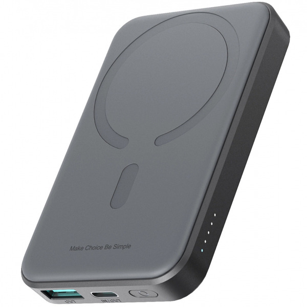 Baterie Externa Wireless Joyroom JR-W020 Mini, 5000mAh, 20W, QC + PD + FQI, 1 x QI - 1 x USB-A - 1 x USB-C, Neagra
