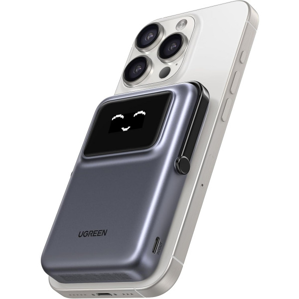 Baterie Externa Wireless UGREEN PB572 Uno, 10000mAh, 20W, PD + FQI, 1 x QI - 1 x USB-C, Gri