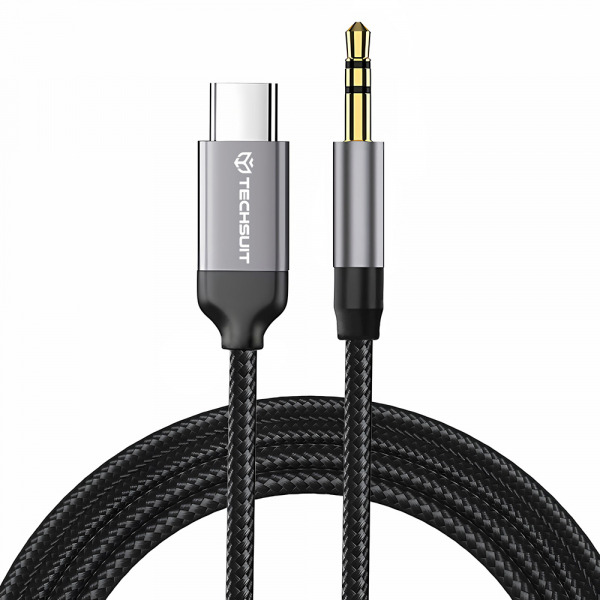 Cablu Audio USB-C - 3.5mm Techsuit AC9 SoundShell, 1.5m, Gri