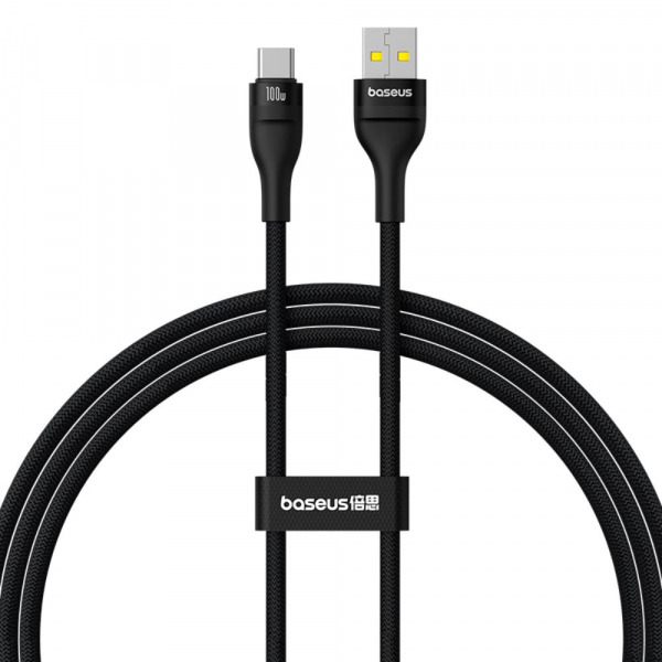 Cablu Date si Incarcare USB-A - USB-C Baseus Flash Series II, 100W, 1m, Negru P10311804111-00