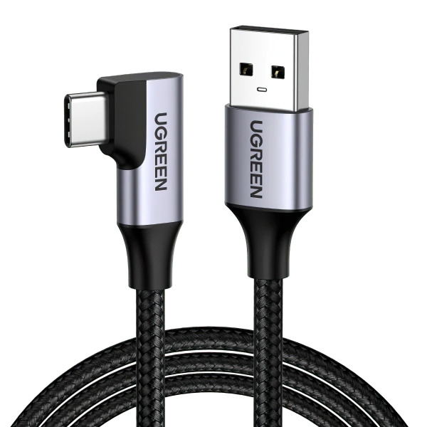 Cablu Date si Incarcare USB-A - USB-C UGREEN US385 Angled, 60W, 1m, Gri