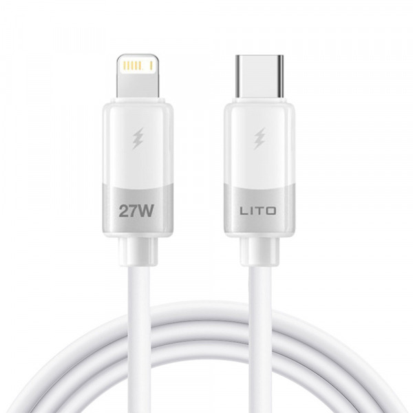 Cablu Date si Incarcare USB-C - Lightning Lito LD07, 27W, 1m, Alb