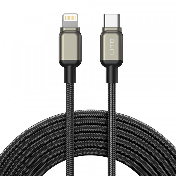 Cablu Date si Incarcare USB-C - Lightning Lito LD17, 20W, 1m, Negru