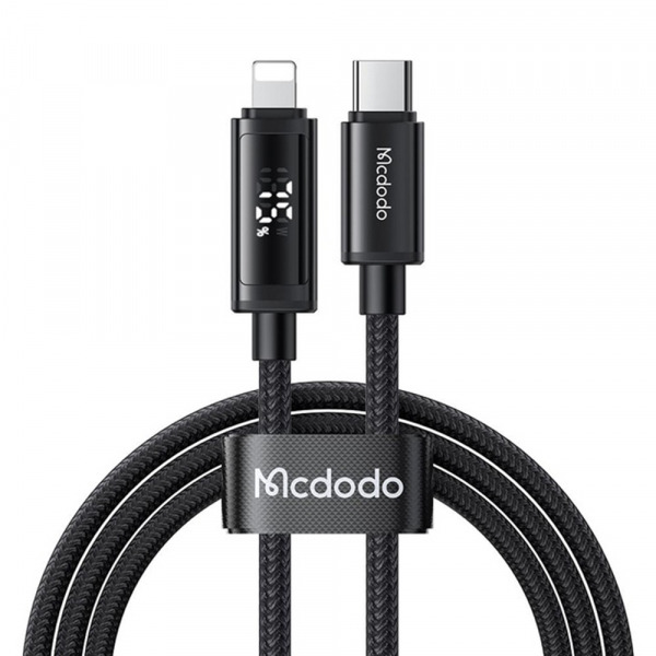Cablu Date si Incarcare USB-C - Lightning McDodo CA-7990 Display, 36W, 1.2m, Negru