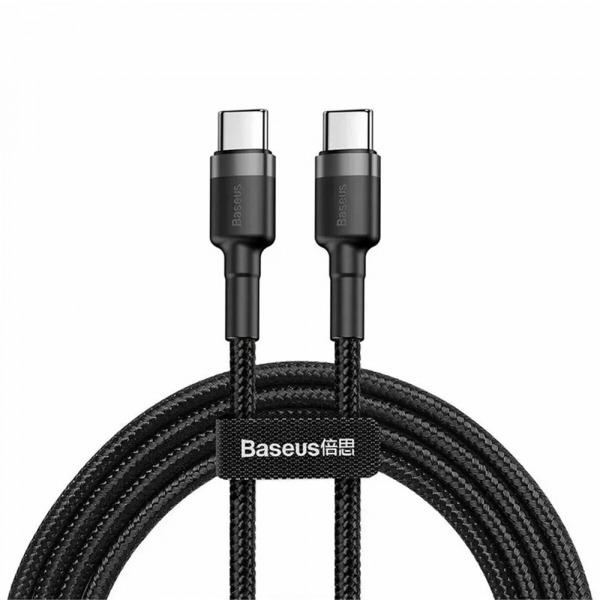 Cablu Date si Incarcare USB-C - USB-C Baseus Cafule, 60W, 2m, Set 3 bucati, Negru S0TV002132