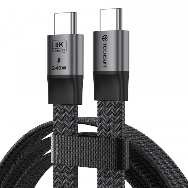 Cablu Date si Incarcare USB-C - USB-C Techsuit ElysiumSync Pro CX1, 240W, 1m, Gri