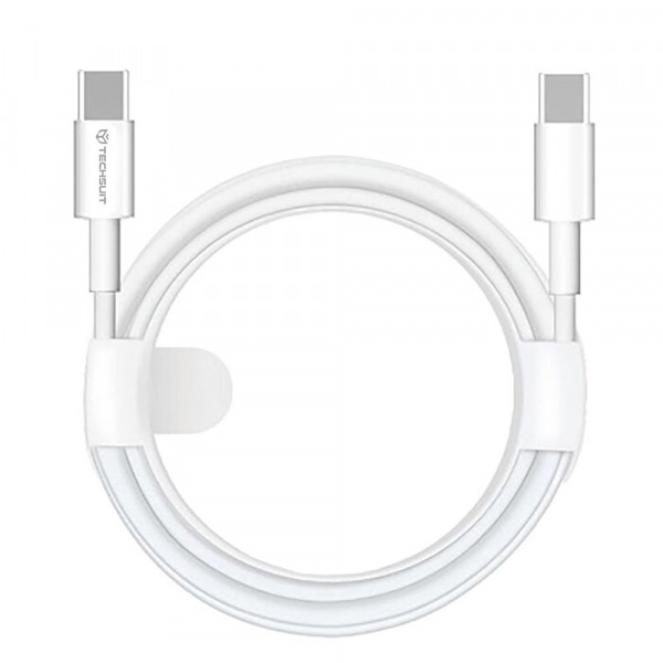 Cablu Date si Incarcare USB-C - USB-C Techsuit PCB130, 60W, 1m, Alb