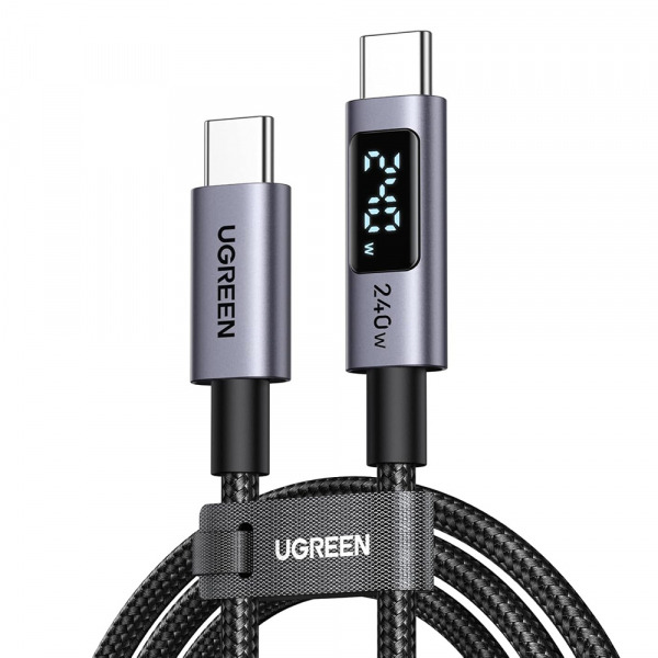 Cablu Date si Incarcare USB-C - USB-C UGREEN 65867 Display, 240W, 2m, Gri