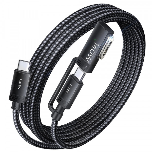 Cablu Incarcare USB-C - USB-C / MagSafe 3 Lisen, 140W, 2m, Gri YL0124070021