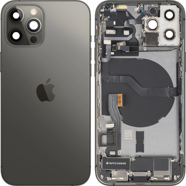 Capac Baterie Apple iPhone 12 Pro, Cu Carcasa Mijloc, Full Parts, Gri (Graphite), Swap Premium