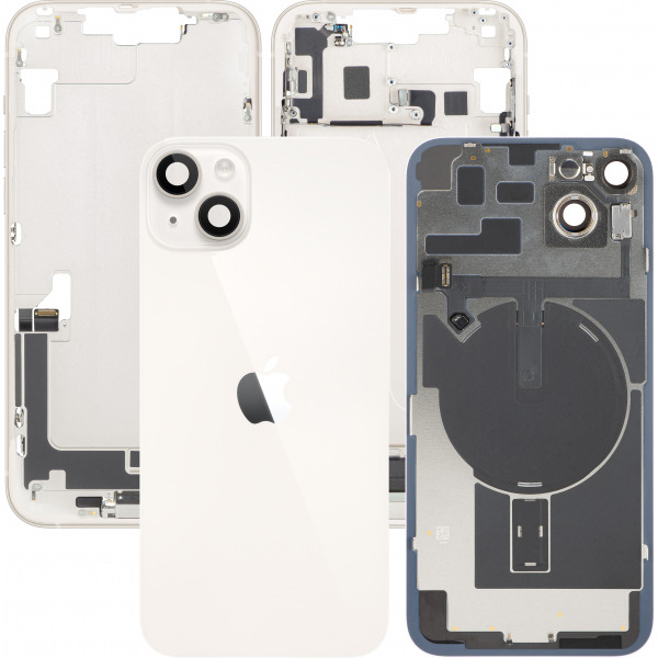 Capac Baterie Apple iPhone 14 Plus, Cu Carcasa Mijloc, Full Parts, Alb (Starlight), Swap Premium