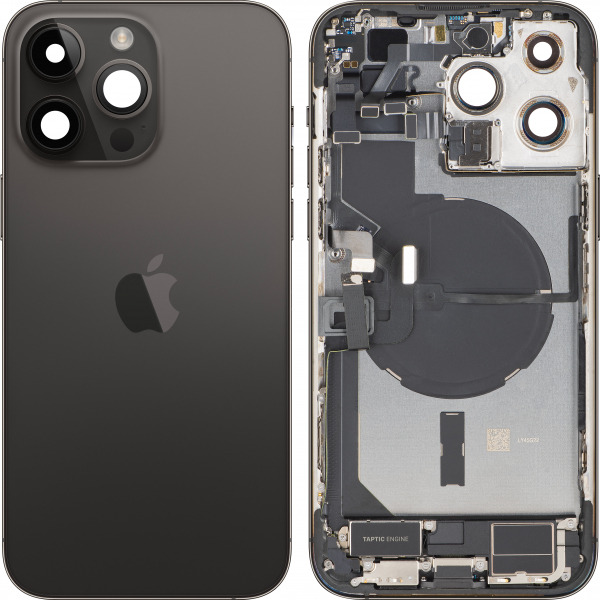 Capac Baterie Apple iPhone 14 Pro Max, Cu Carcasa Mijloc, Full Parts, Negru (Space Black), Swap Premium