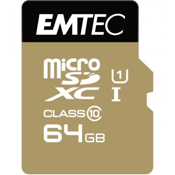Card Memorie microSDXC Emtec Speedin Pro Android A1, 64Gb, Clasa 10 / UHS-1 U3, Cu Adaptor ECMSDM64GXC