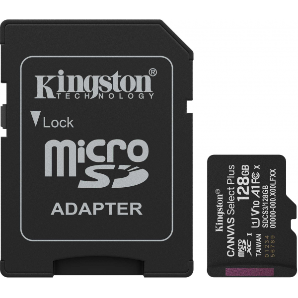 Card Memorie microSDXC Kingston Canvas Select Plus Android A1, 128Gb, Clasa 10 / UHS-1 U1, Cu Adaptor SDCS3/128GB