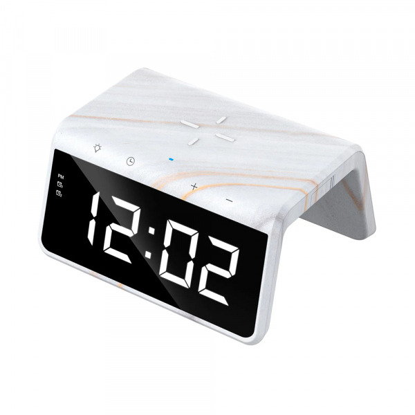 Ceas Digital HAVIT W320 cu Incarcare Wireless QI, Alb