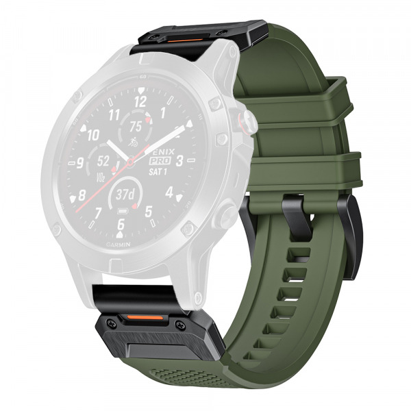 Curea Techsuit W068 pentru Garmin Watch Fenix / Forerunner / Approach Series, 22mm, Verde Neagra