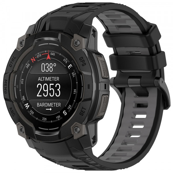Curea Techsuit W077 pentru Garmin Instinct 3 50mm Solar / Instinct 3 50mm, Neagra Gri