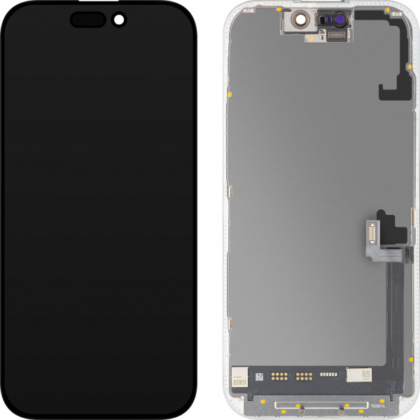 Display cu Touchscreen MP compatibil cu Apple iPhone 17, cu Rama, Versiune Soft OLED FHD 120Hz IC Movable, Negru