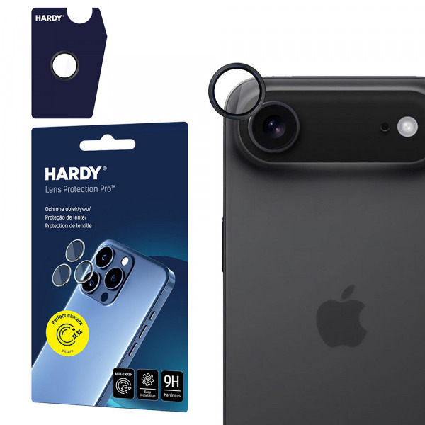 Folie de protectie Camera Spate 3MK Hardy Protection Pro pentru Apple iPhone 17 Air, Sticla Securizata, Neagra