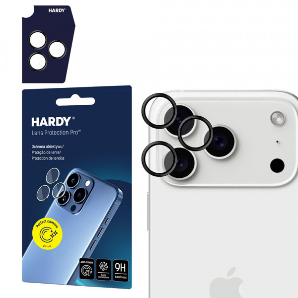 Folie de protectie Camera Spate 3MK Hardy Protection Pro pentru Apple iPhone 18 Pro Max / 17 Pro Max / 18 Pro / 17 Pro, Sticla Securizata, Neagra