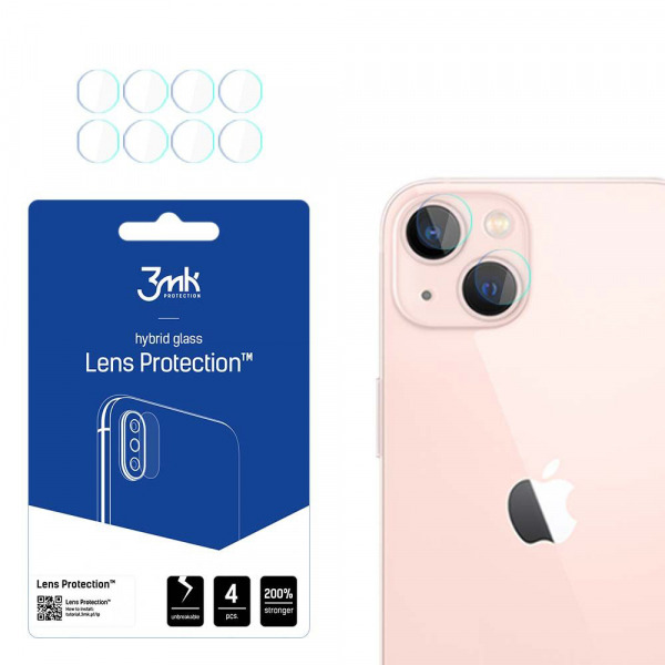 Folie de protectie Camera Spate 3MK Protection pentru Apple iPhone 14, Sticla Flexibila, Set 4 bucati, Transparenta