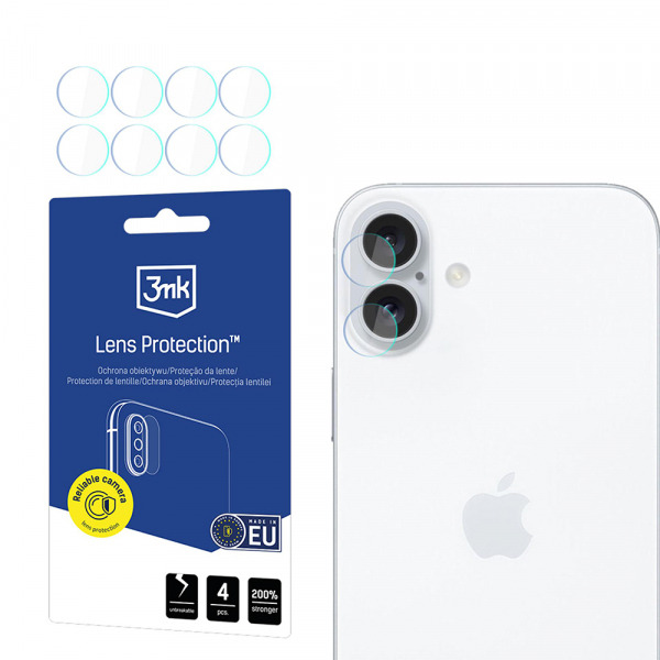 Folie de protectie Camera Spate 3MK Protection pentru Apple iPhone 17, Sticla Flexibila, Set 4 bucati, Transparenta