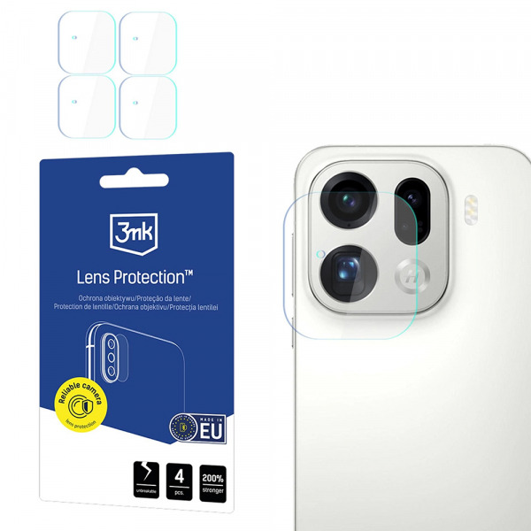 Folie de protectie Camera Spate 3MK Protection pentru Oppo Find X9 Pro, Sticla Securizata, Set 4 bucati, Transparenta