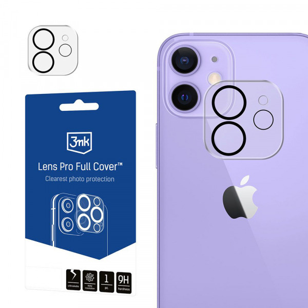 Folie de protectie Camera Spate 3MK Protection Pro pentru Apple iPhone 12, Sticla Securizata, Neagra
