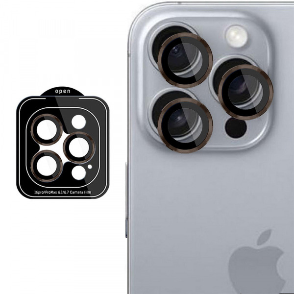 Folie de protectie Camera Spate 3MK Protection Pro pentru Apple iPhone 16 Pro Max / 16 Pro, Sticla Securizata, Maro