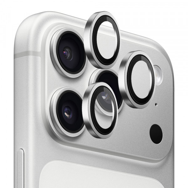 Folie de protectie Camera Spate Blueo Metal Frame pentru Apple iPhone 17 Pro Max / 17 Pro, Sticla Securizata, Argintie