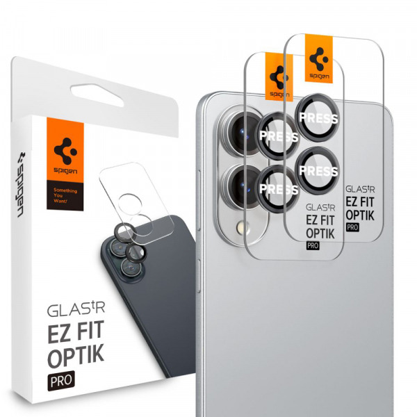 Folie de protectie Camera Spate Spigen GlastR EZ FIT Optik Pro pentru Samsung Galaxy S25 Edge S937, Sticla Securizata, Set 2 bucati, Neagra AGL09413
