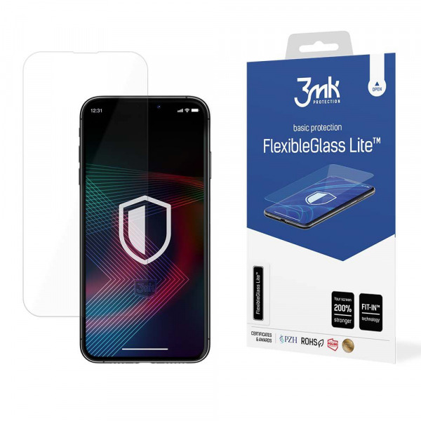 Folie de protectie Ecran 3MK FlexibleGlass Lite pentru Apple iPhone 14 Pro / 14, Sticla Flexibila, Full Glue