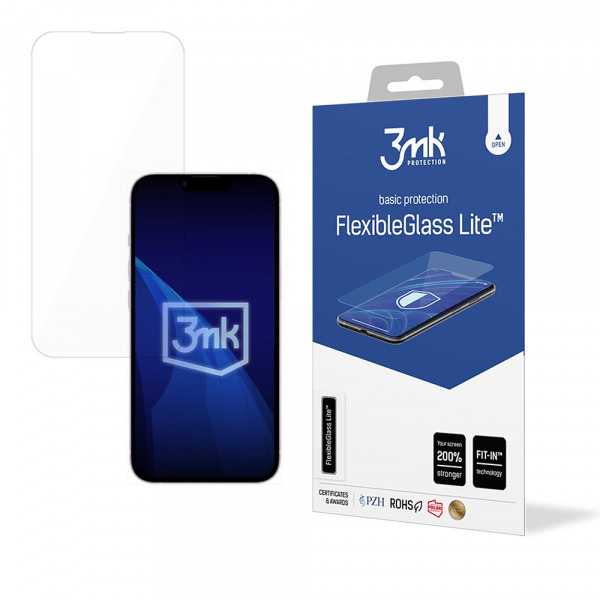 Folie de protectie Ecran 3MK FlexibleGlass Lite pentru Apple iPhone 17e / 16e, Sticla Flexibila, Full Glue