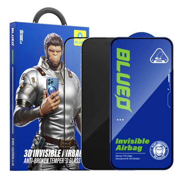 Folie de protectie Ecran Blueo Anti-Broken pentru Apple iPhone 18 Pro / 17 Pro / 17 / 16 Pro, Sticla Securizata, Full Glue, Neagra