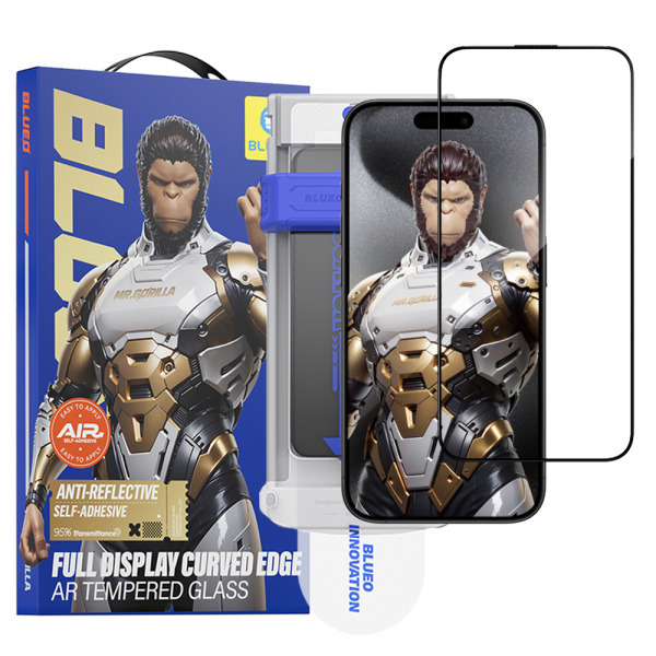 Folie de protectie Ecran Blueo AR Applicator Pro pentru Apple iPhone 16 Pro, Sticla Securizata, Full Glue, 3D, Neagra
