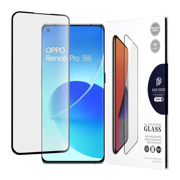 Folie de protectie Ecran DUX DUCIS pentru Oppo Reno6 Pro 5G (Snapdragon), Sticla Securizata, Edge Glue, Neagra