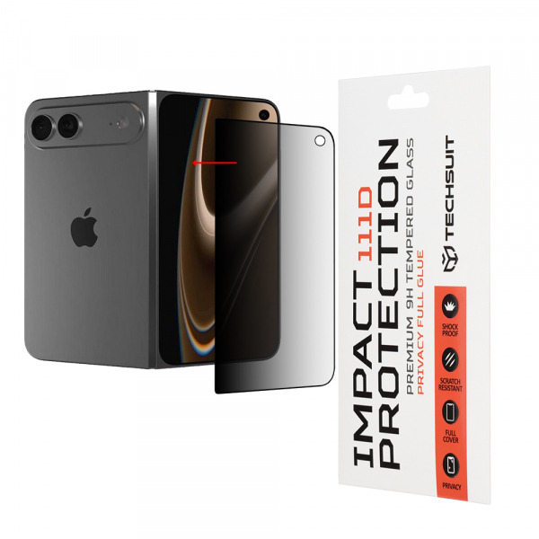 Folie de protectie Ecran Exterior Privacy Techsuit pentru Apple iPhone Duo, Sticla Securizata, Full Glue, 111D