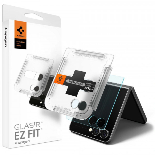 Folie de protectie Ecran Exterior Spigen GlastR EZ FIT pentru Samsung Galaxy Z Flip7 F766, Sticla Securizata, Full Glue