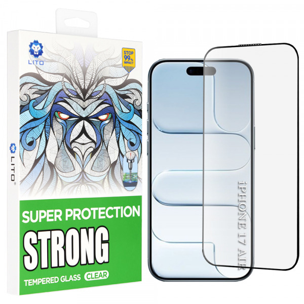 Folie de protectie Ecran Lito D+ Max Strong pentru Apple iPhone 17 Air, Sticla Securizata, Full Glue, Neagra