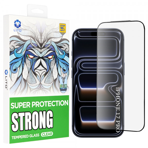 Folie de protectie Ecran Lito D+ Max Strong pentru Apple iPhone 18 Pro / 17 Pro, Sticla Securizata, Full Glue, Neagra
