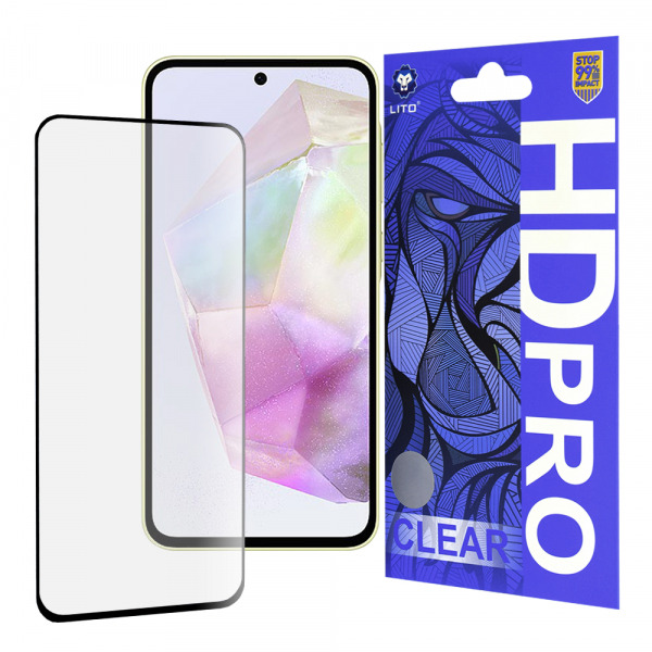 Folie de protectie Ecran Lito HD Pro Clear pentru Samsung Galaxy A35 5G A356, Sticla Securizata, Full Glue, Neagra